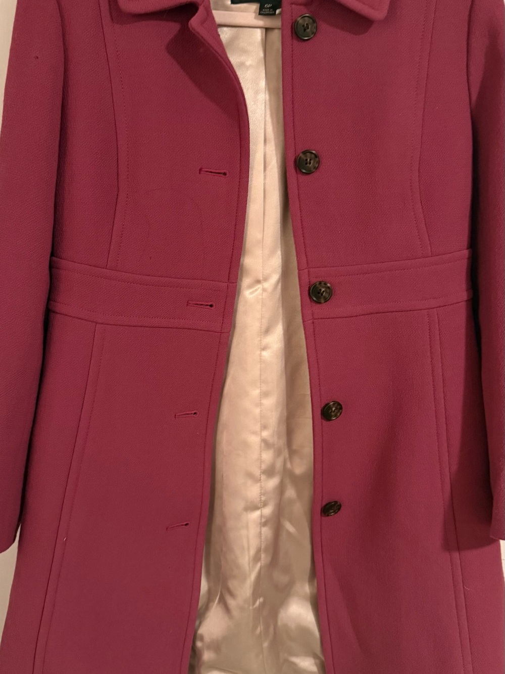 J. Crew Magenta Single-Breasted Trench Coat